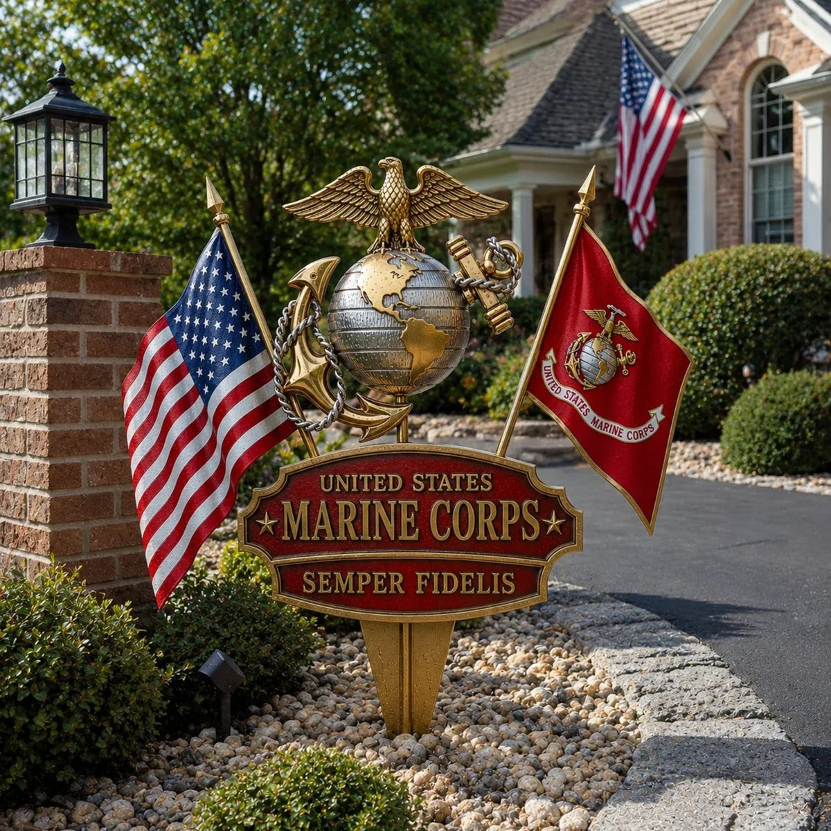 Patriotic Service Tribute Garden Stake Sign, Veteran Memorial Yard Ornament, Outdoor Plaque, Retirement/Veterans Day Gift for Former Service Members - JOYMEMENTO
