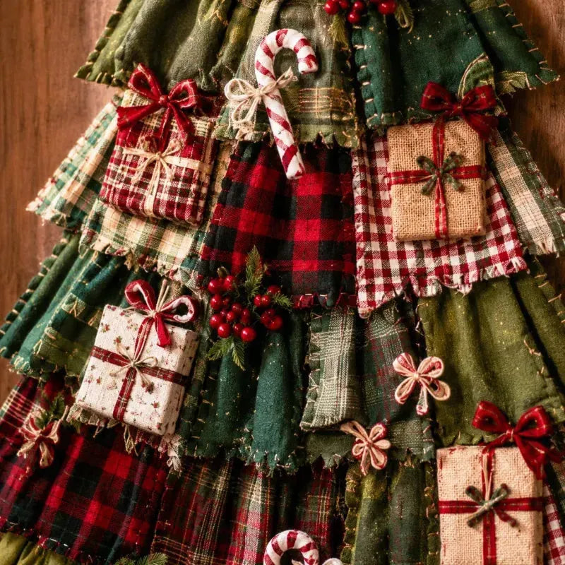 🎄 DIY patchwork Christmas tree door hanger | Rustic Christmas decoration