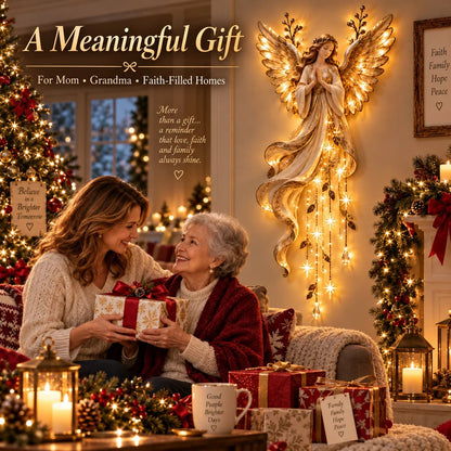 ✨Last Day 60% OFF✨Guardian Angel Starfall Cascade™ – Lighted Faith & Blessing Christmas Wall Decor✨