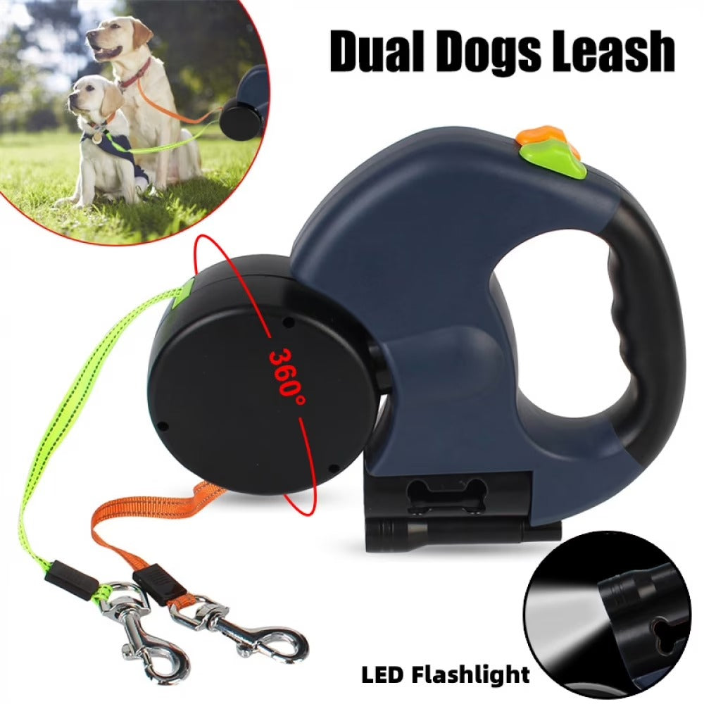 Dual Dog Retractable Leash -360° Tangle-Free withSeparate Controls