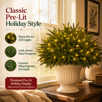 Christmas Enchanted Evergreen Pine– Set of 5