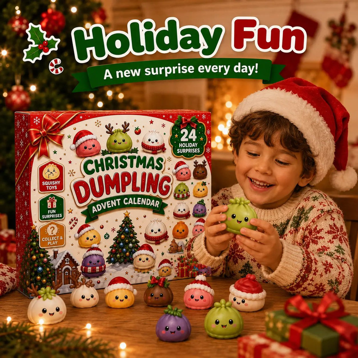 🎄 2026 Christmas Advent Calendar: Mini Dumpling Squishies, 24 Days of Squishy Stress Relief 🥟✨