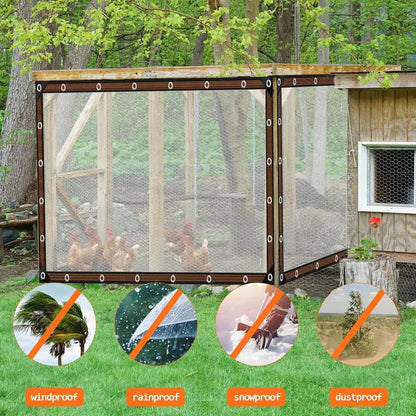 Clear Waterproof PETarp, TransparentOutdoor Cover With MetalGrommets