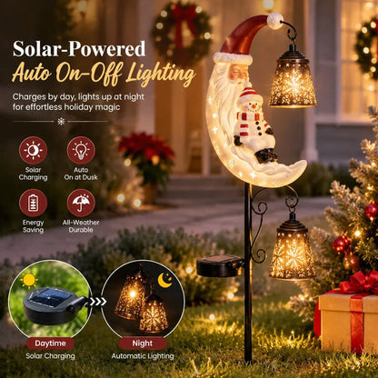Christmas Moon Solar Garden Stake Light