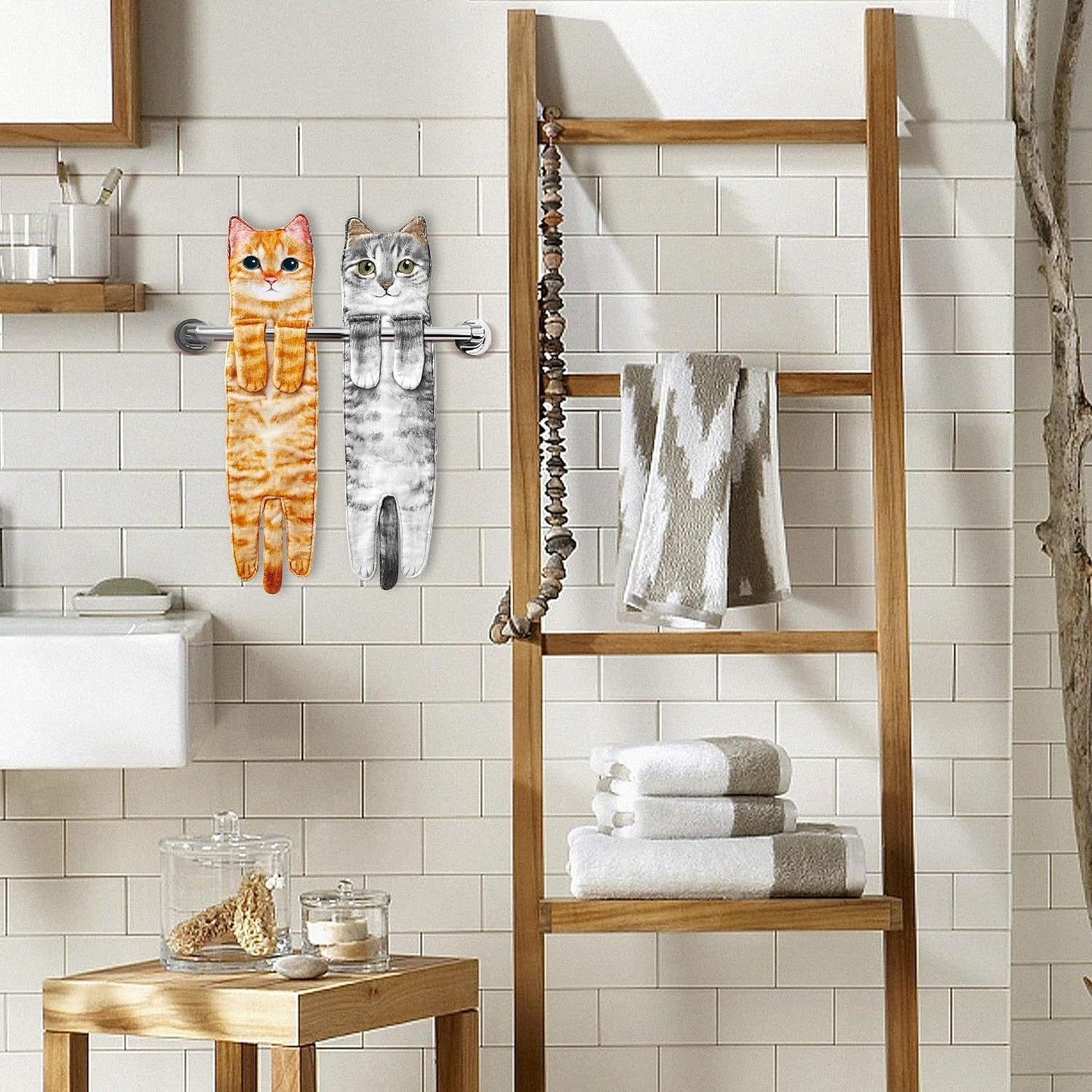 Funny Cat Hand Towels ForBathroom Kitchen Decor Towel