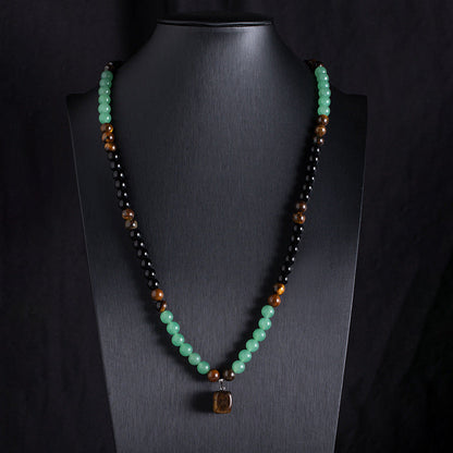 ✨Money Attraction Necklace With GreenAventurine & Tiger Eye Pendant Healing Crystal Stone