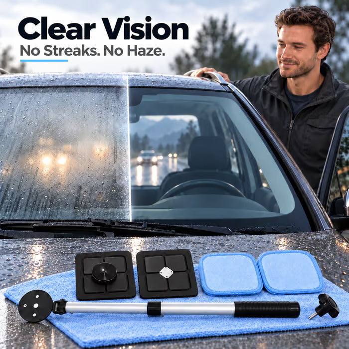 Dual Magnetic CarWindshield Cleaner | Streak-Free Auto Glass Cleaning Kit