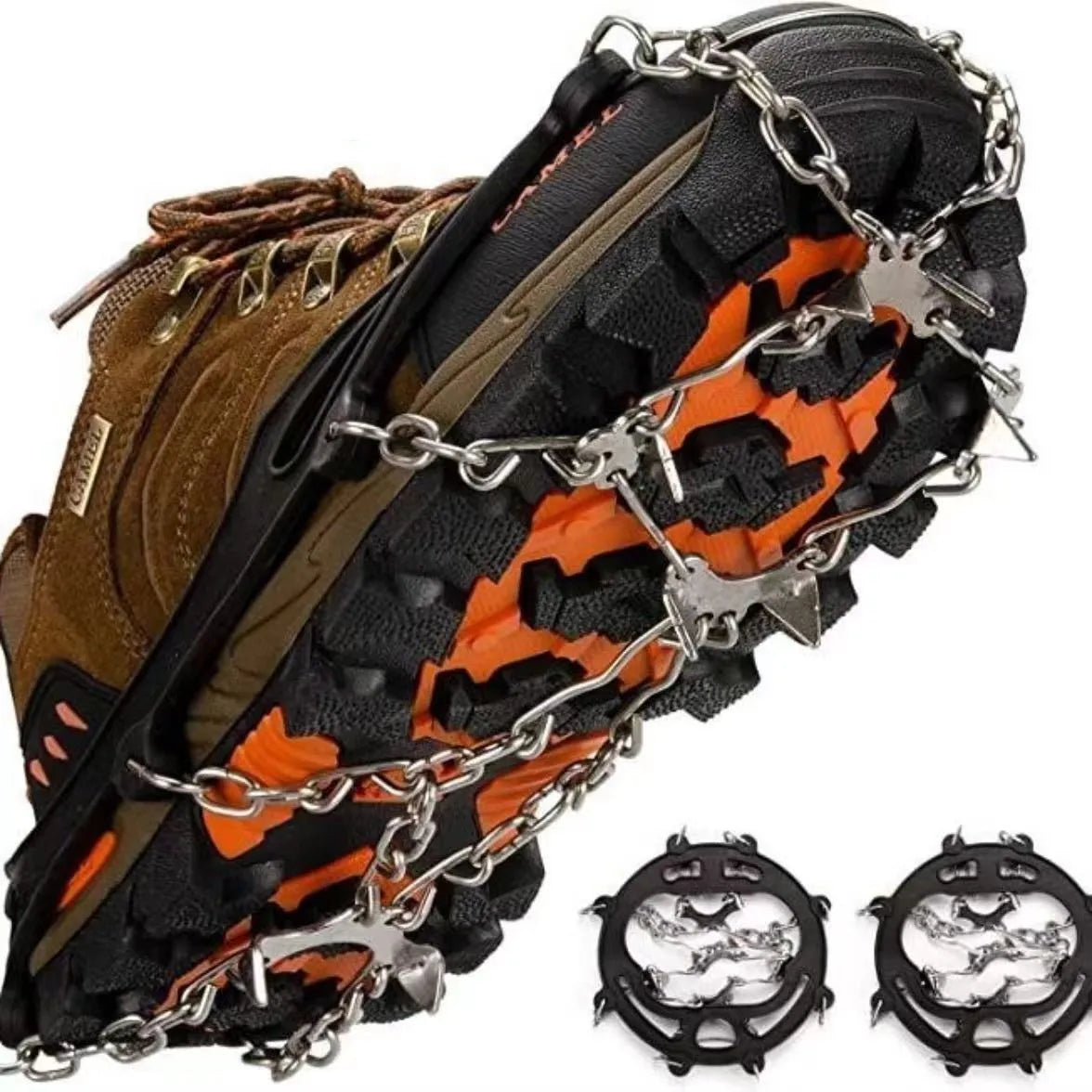 FLORENZS™ 8-Spike Ice Cleats for Shoes – Non-Slip Snow Grips with Stainless Steel Chains for Winter Walking & Hiking