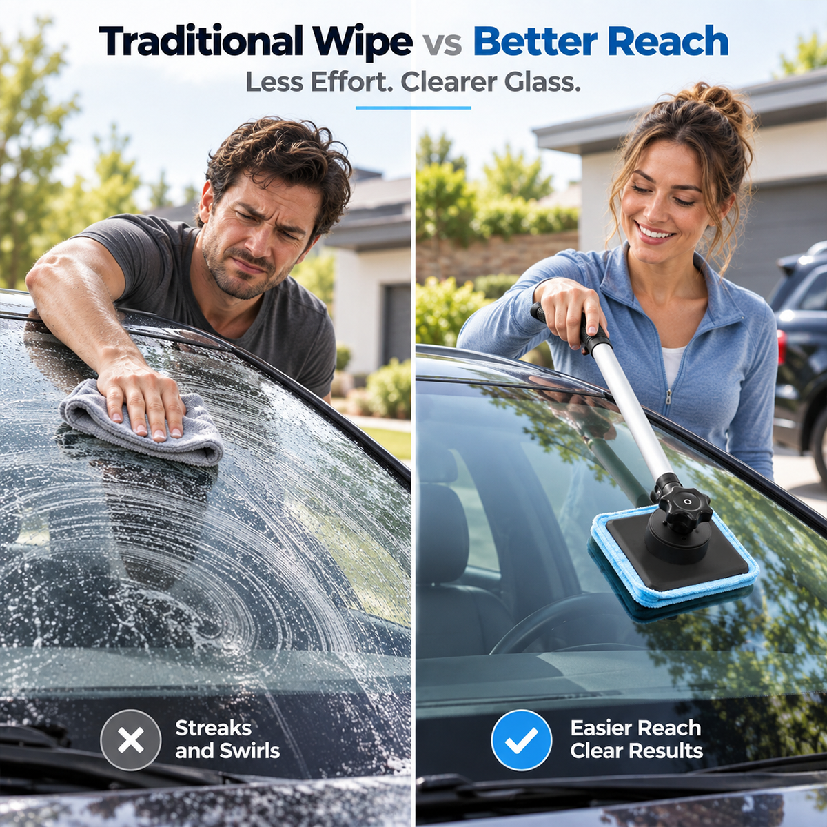 Dual Magnetic CarWindshield Cleaner | Streak-Free Auto Glass Cleaning Kit