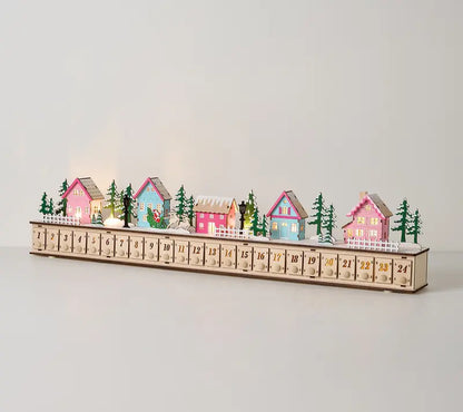 🌲Wooden Village Advent Calendar With Led Glow🎁
