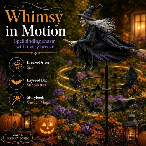 Enchanted Witch Garden Wind Spinner – Where Witches Fly and Bats Dance