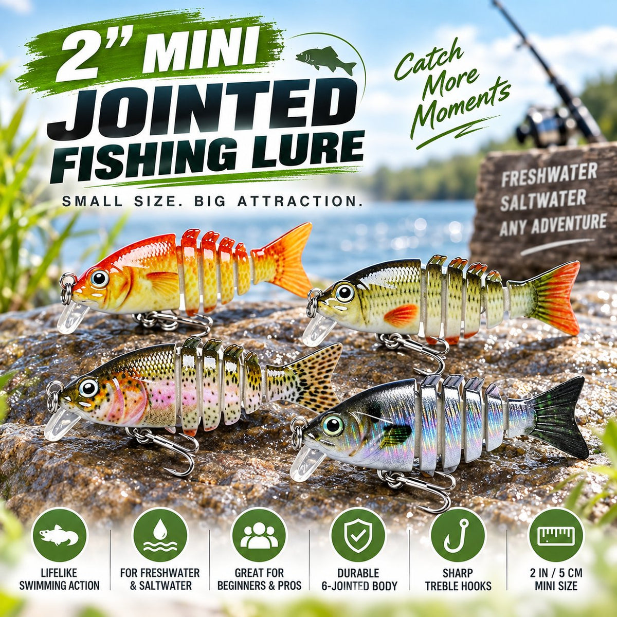 2'' Lifelike Fishing Lures for Freshwater and Saltwate