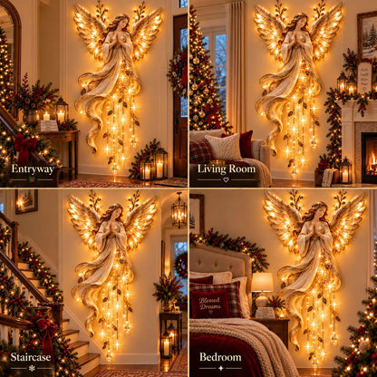 ✨Last Day 60% OFF✨Guardian Angel Starfall Cascade™ – Lighted Faith & Blessing Christmas Wall Decor✨