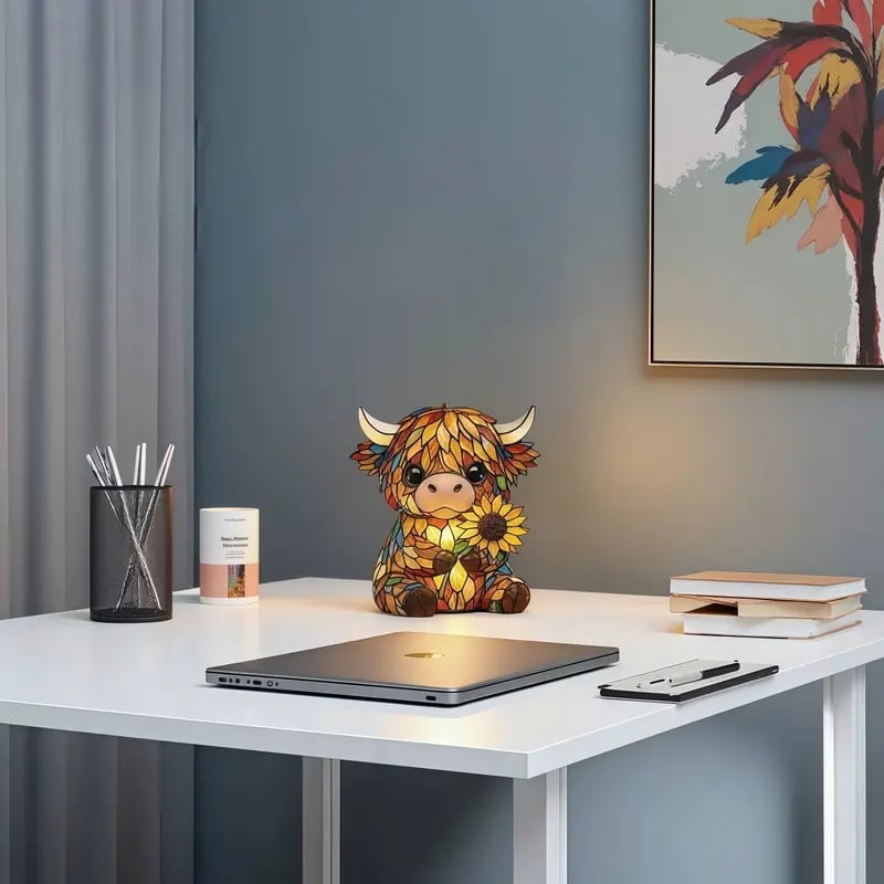 ✨ Creative Highland Cow LED Night Light,  Cute Decorative Lamp for Kids' Room & Living Area, Table Bedside Lamp, USB Powered Lamp