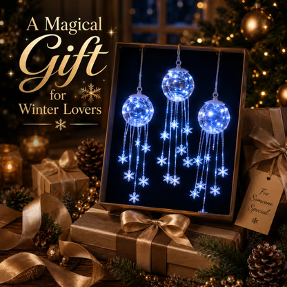 CHRISTMAS FAVORITE Crystal-Style Globe Ornament- Icy Blue LED Snowflake Hanging Decoration for Holiday Decor