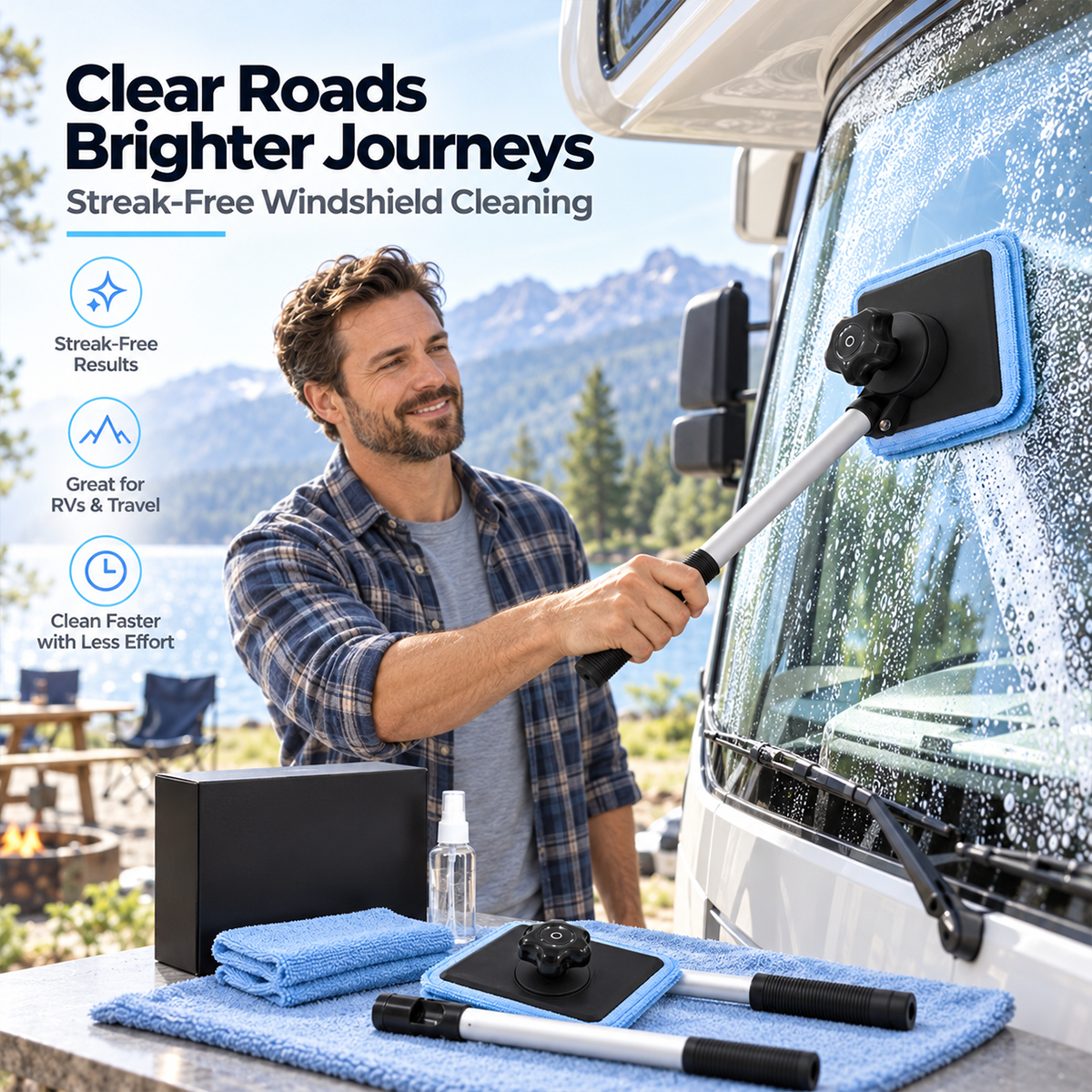 Dual Magnetic CarWindshield Cleaner | Streak-Free Auto Glass Cleaning Kit