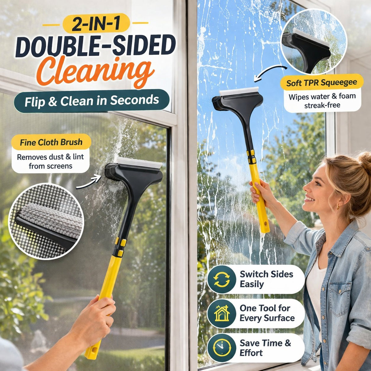 🔥🔥2-in-1 Window Screen & Surface Cleaning Brush