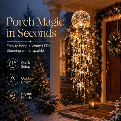 Crystal Cascade Christmas Light-Hanging LED Porch Decoration: Snowflake & Crystals✨❄️