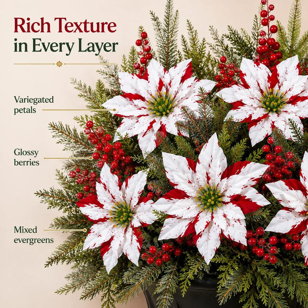 ❤️ Christmas Poinsettia Flower Arrangement in a Pot