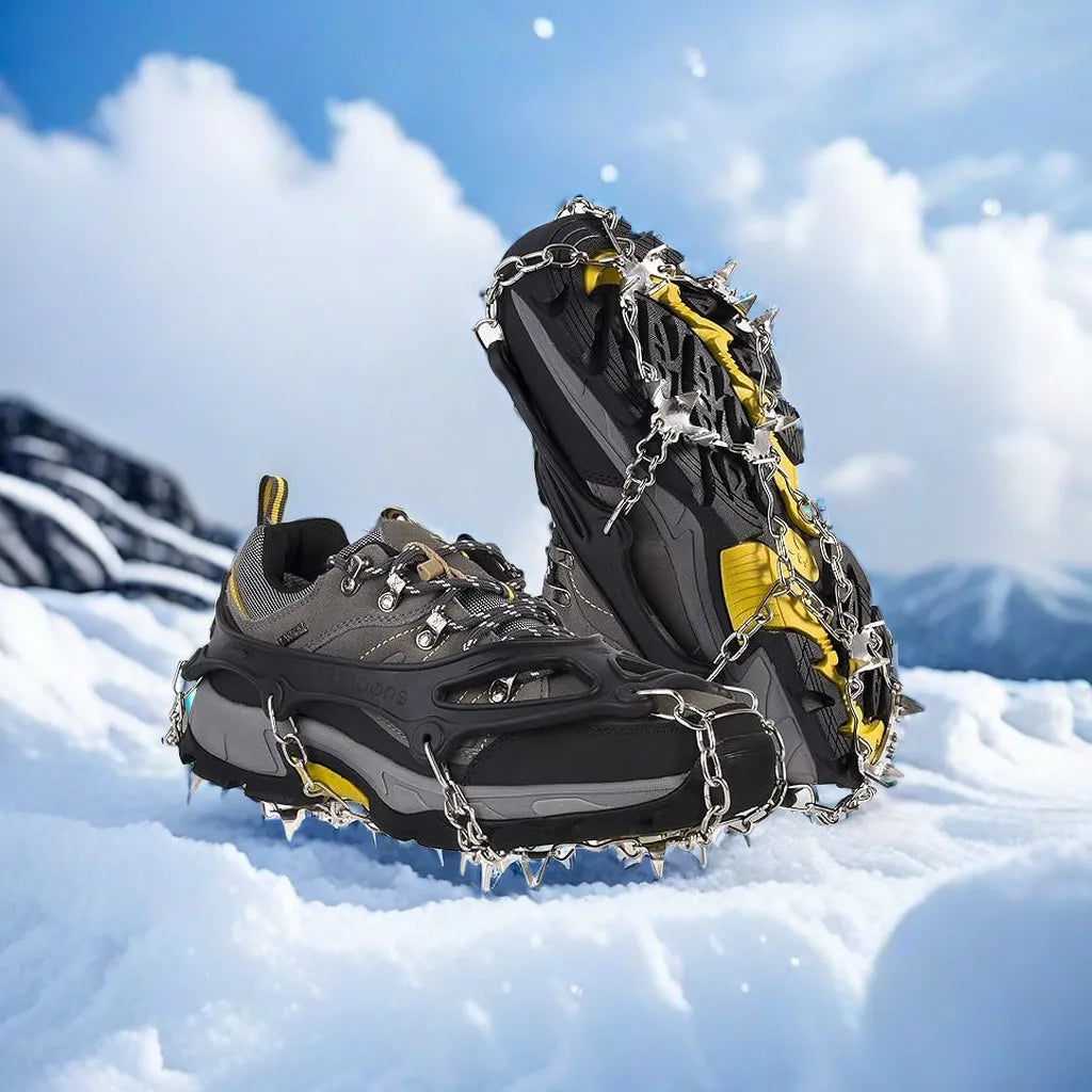 FLORENZS™ 8-Spike Ice Cleats for Shoes – Non-Slip Snow Grips with Stainless Steel Chains for Winter Walking & Hiking