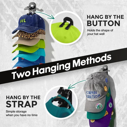 Hat Rack for Wall - BaseballCap Organizer Holds Up to 20Hats