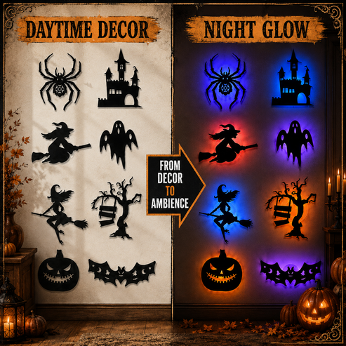 Halloween LED Silhouette Wall Stopers Battery Powerered