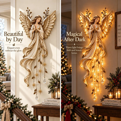 ✨Last Day 60% OFF✨Guardian Angel Starfall Cascade™ – Lighted Faith & Blessing Christmas Wall Decor✨