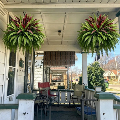 Lifelike Artificial Fern & Red Dracaena: UV-Resistant Outdoor Plant!