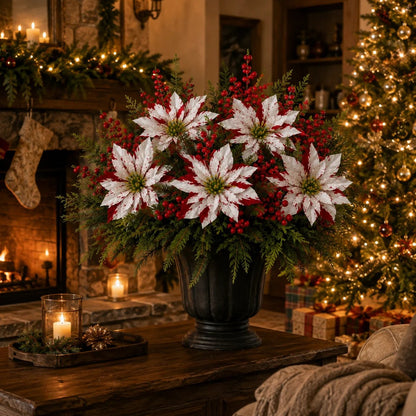 ❤️ Christmas Poinsettia Flower Arrangement in a Pot