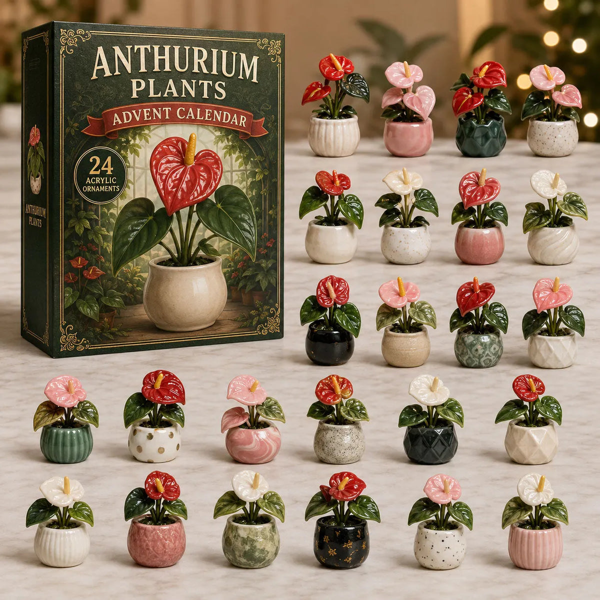 CHRISTMAS KICKOFF 40% OFF - Anthurium Garden Advent Calendar 2026 - 24-Day Festive Countdown, Acrylic Charms Blind Box - Gift For Garden Lovers
