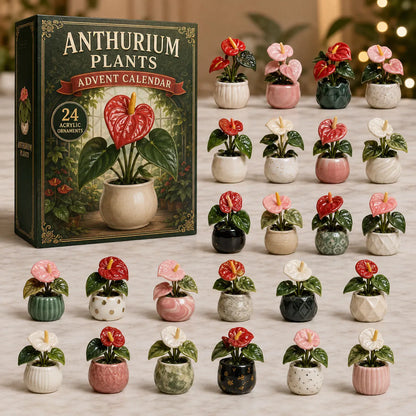 CHRISTMAS KICKOFF 40% OFF - Anthurium Garden Advent Calendar 2026 - 24-Day Festive Countdown, Acrylic Charms Blind Box - Gift For Garden Lovers