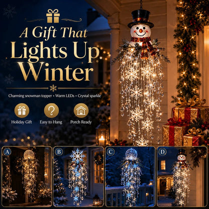 Crystal Cascade Christmas Light-Hanging LED Porch Decoration: Snowflake & Crystals✨❄️
