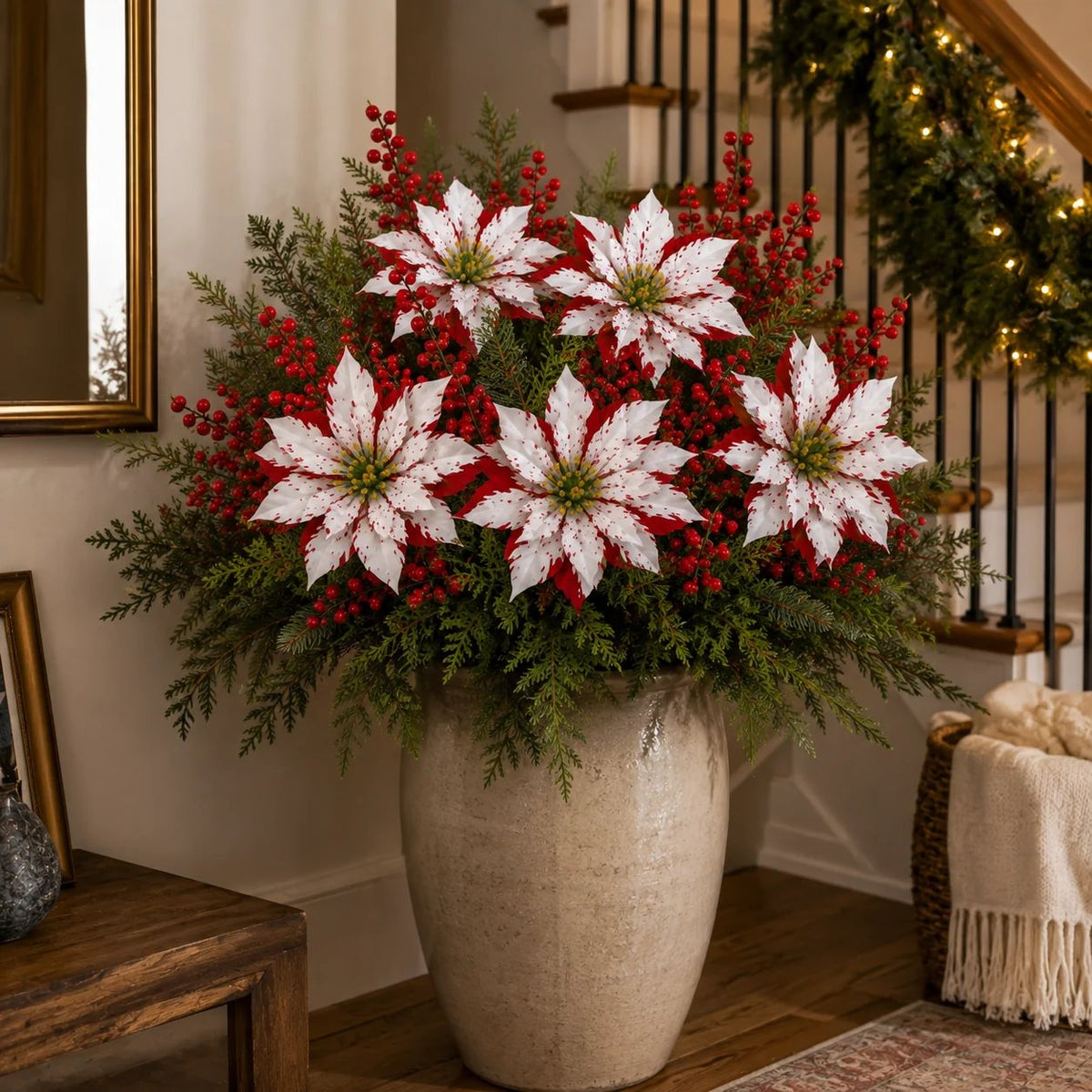 ❤️ Christmas Poinsettia Flower Arrangement in a Pot