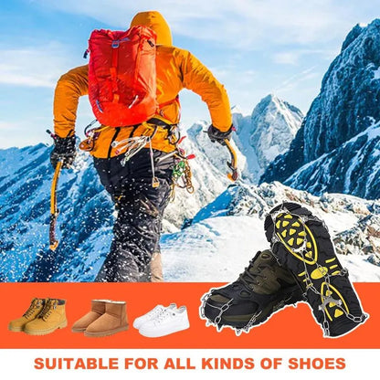 FLORENZS™ 8-Spike Ice Cleats for Shoes – Non-Slip Snow Grips with Stainless Steel Chains for Winter Walking & Hiking