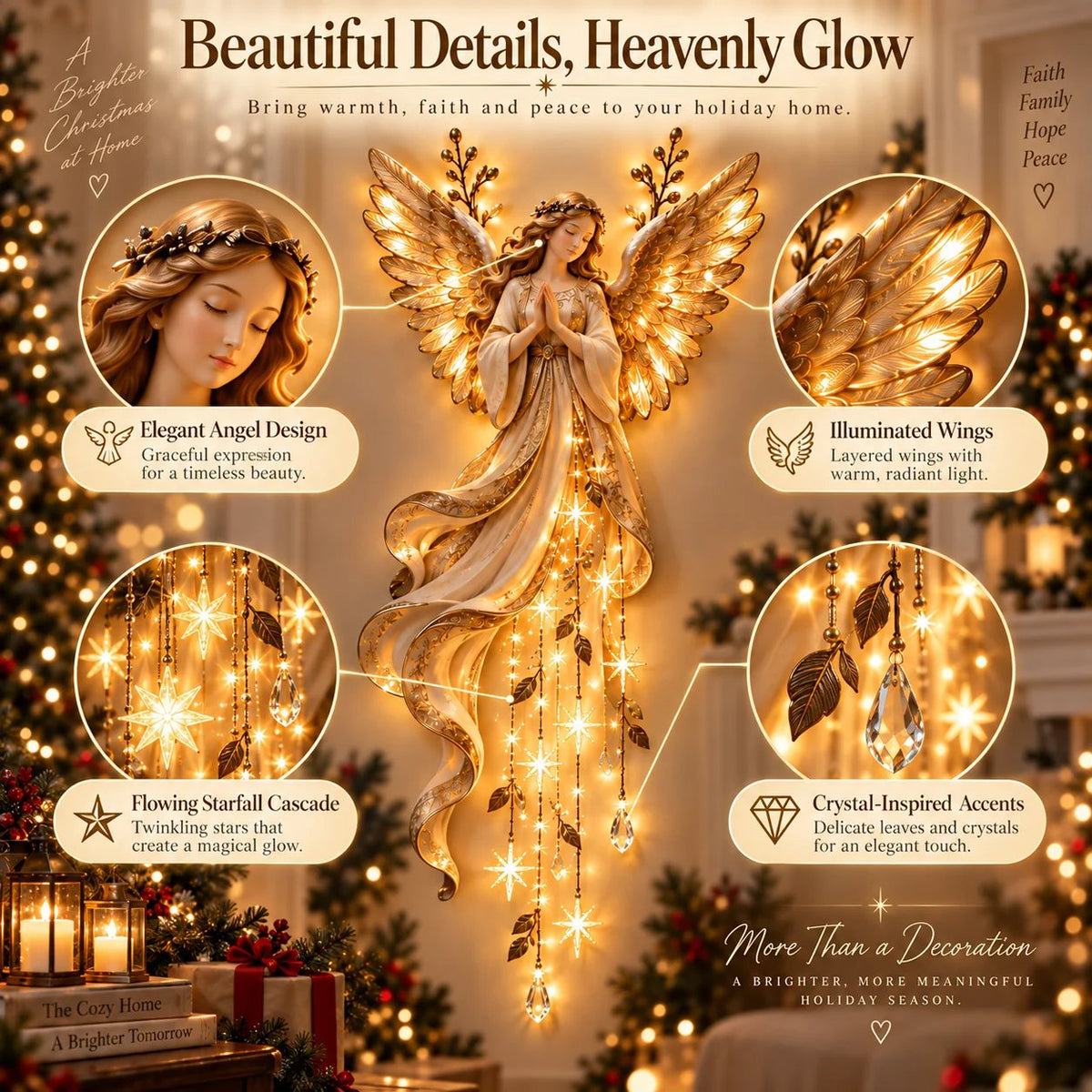 ✨Last Day 60% OFF✨Guardian Angel Starfall Cascade™ – Lighted Faith & Blessing Christmas Wall Decor✨