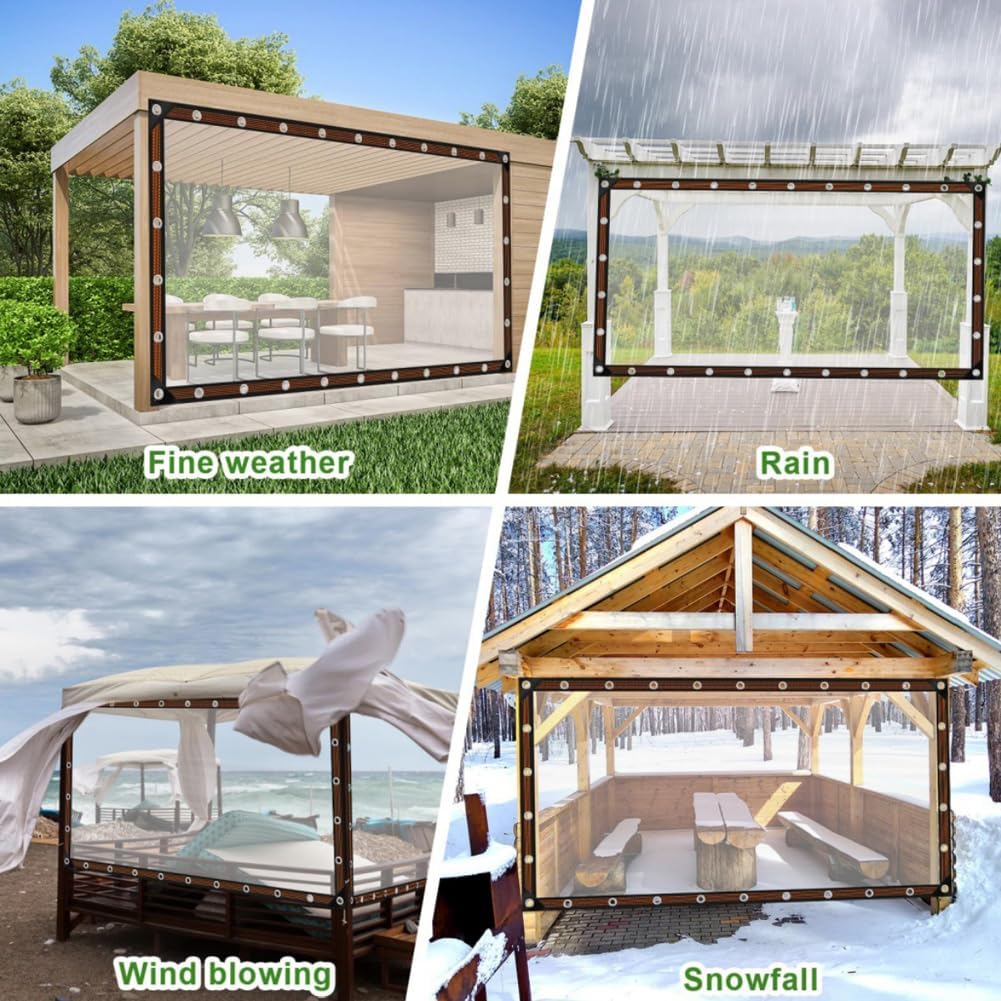 Clear Waterproof PETarp, TransparentOutdoor Cover With MetalGrommets