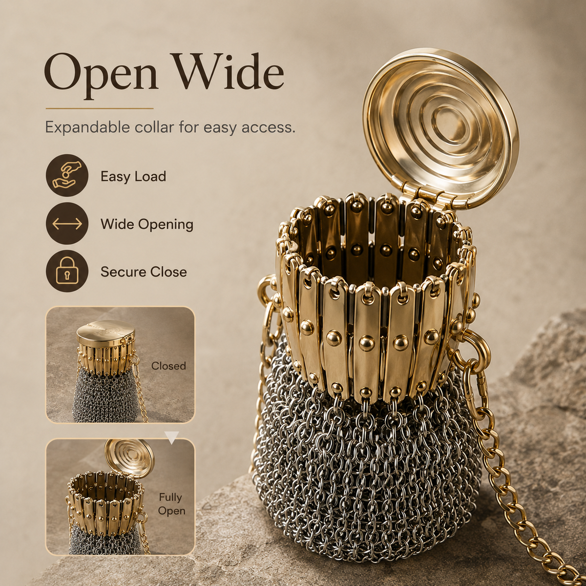 Vintage-Inspired Metal Mesh Coin Purse – Expandable Stainless Steel Pocket Wallet & Collectible Gift