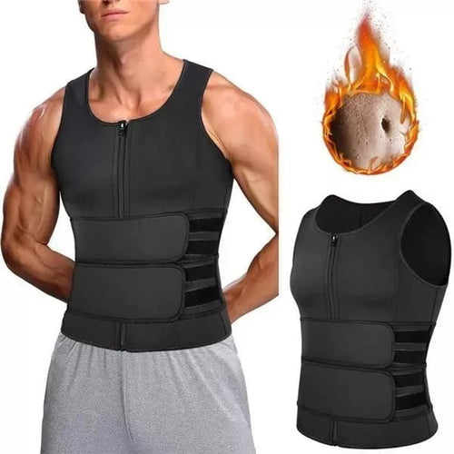 ⭐💪Men Body Shaper Sauna Vest Waist Trainer Double Belt