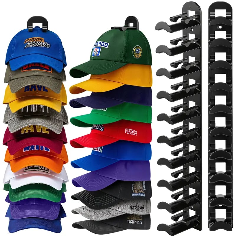 Hat Rack for Wall - BaseballCap Organizer Holds Up to 20Hats