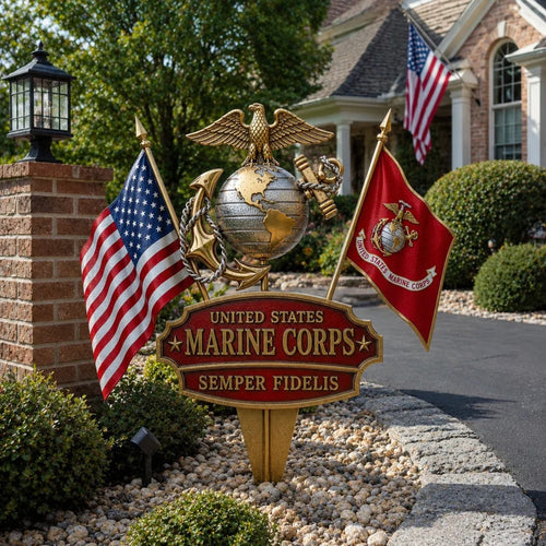 Patriotic Service Tribute Garden Stake Sign, Veteran Memorial Yard Ornament, Outdoor Plaque, Retirement/Veterans Day Gift for Former Service Members - JOYMEMENTO