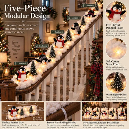 🎁 Christmas Best Seller – Adorable Lighted Penguin Staircase Decor 50% OFF 🐧💡