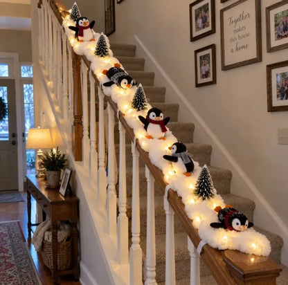 🎁 Christmas Best Seller – Adorable Lighted Penguin Staircase Decor 50% OFF 🐧💡