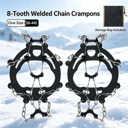 FLORENZS™ 8-Spike Ice Cleats for Shoes – Non-Slip Snow Grips with Stainless Steel Chains for Winter Walking & Hiking