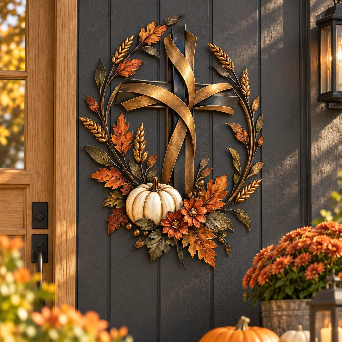 🔥HOT SALE🔥✝️🍂 Autumn Cross & Pumpkin Harvest Metal Wall Decor (📦Buy 2 Free Shipping)
