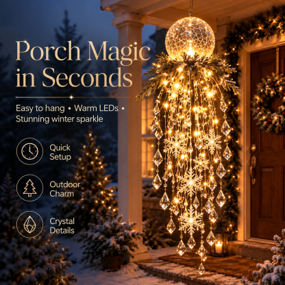 ❄️Crystal Cascade Christmas Light™ – Hanging Snowflake & Crystal LED Porch Décor ✨