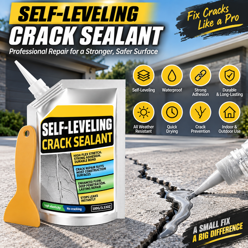 Self-Leveling Concrete CrackSealant - Waterproof Quick-Drying Repair Filler withScraper