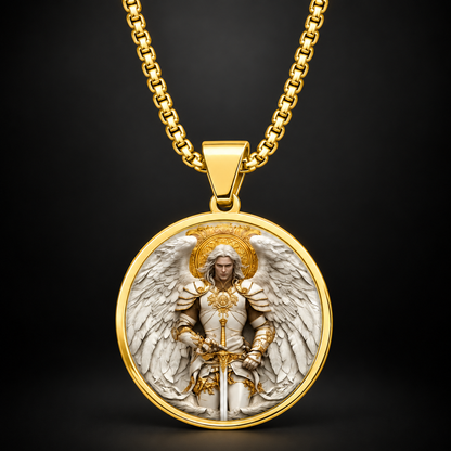 ⚔️ Angel Warrior Pendant Necklace – Stainless Steel Faith Jewelry for Men