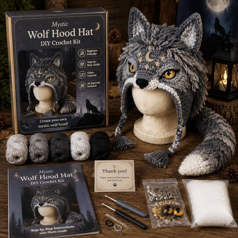 🔥Last Day 50% OFF - 🧵Fantasy Hood Hat DIY Crochet Kit – Create Your Own Magical Wearable Character Hat