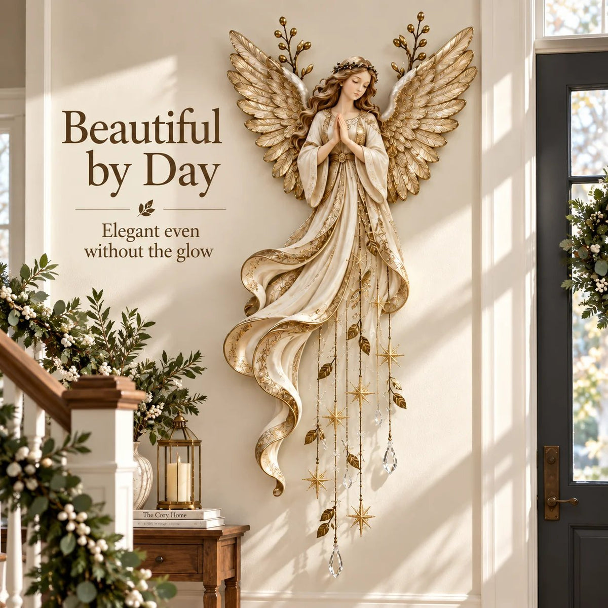 ✨Last Day 60% OFF✨Guardian Angel Starfall Cascade™ – Lighted Faith & Blessing Christmas Wall Decor✨