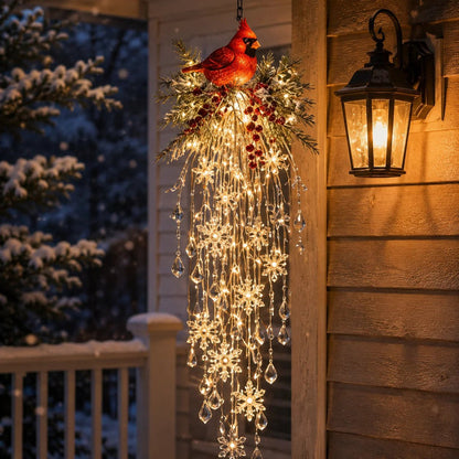 Crystal Cascade Christmas Light-Hanging LED Porch Decoration: Snowflake & Crystals✨❄️